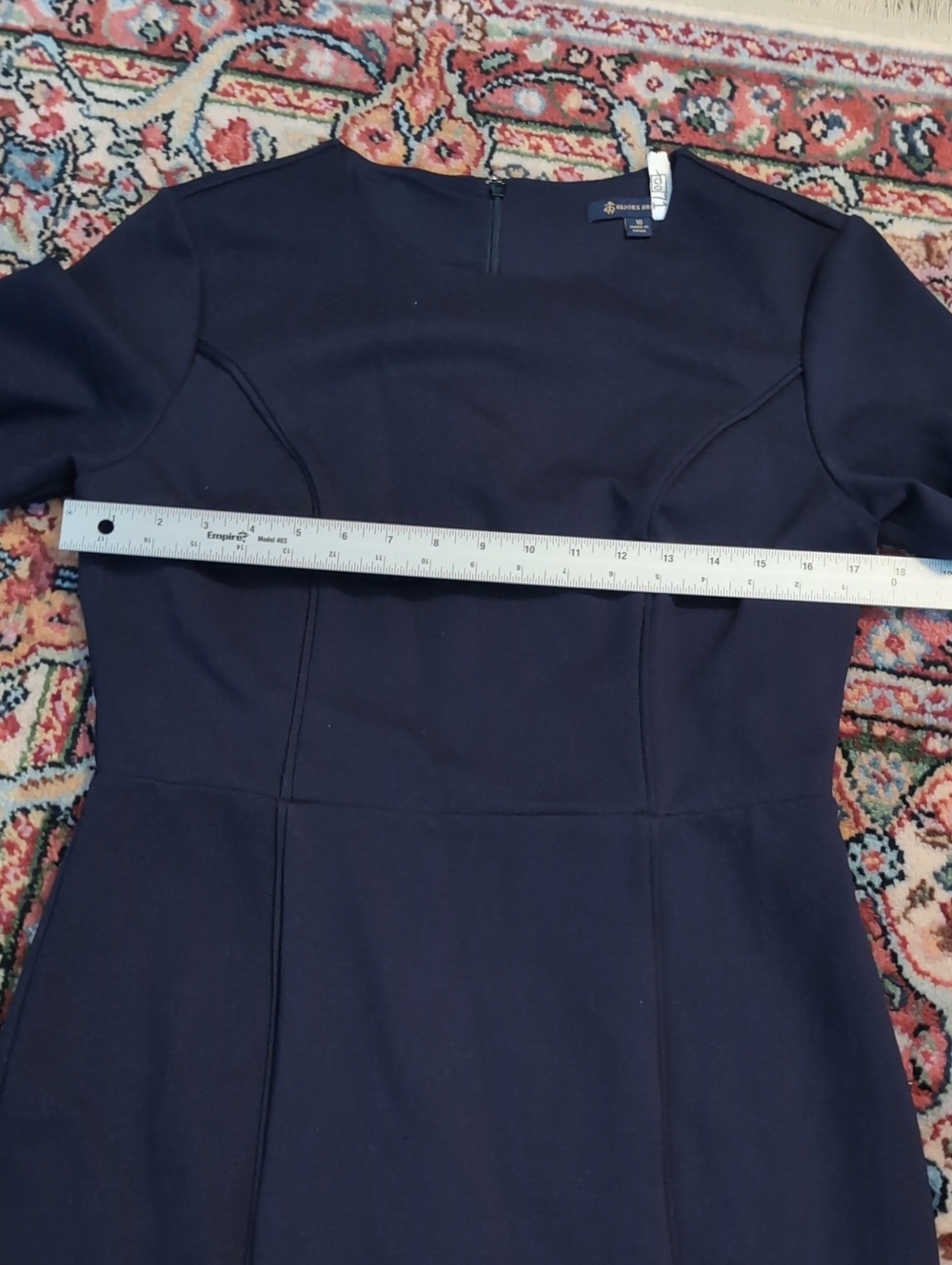 Brooks Brothers Dark Navy Short-Sleeve Midi Sheath Dress - Picture 4 of 7